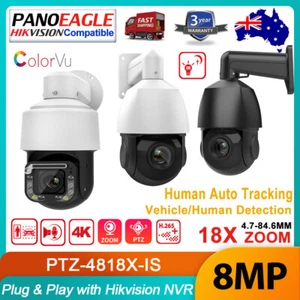 Hikvision Compatible 4K ColorVu IR 18X Zoom POE PTZ Camera 2-Way Audio w/ Wiper
