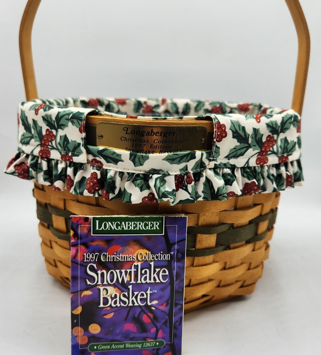 longaberger バスケット 1997 Longaberger Christmas Collection Snowflake Basket Fabric