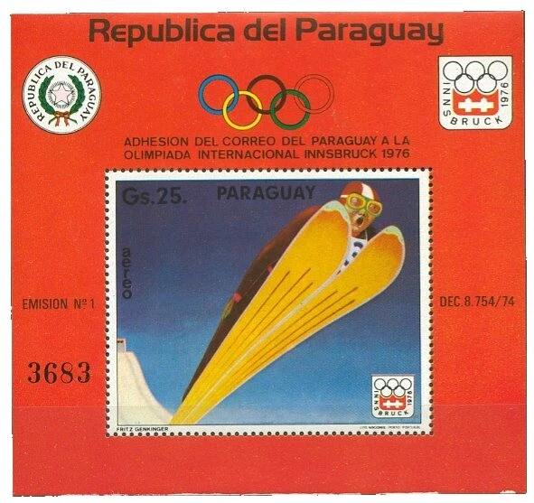 Block Olympics Paraguayan Stamps