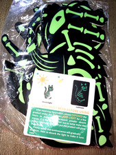 4 pc GLOW IN THE DARK HALLOWEEN SKELETON CATS DECORATIONS NEW NIP green black