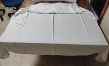Rectangle off white raised Square Pattern Damask tablecloth vtg
