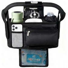 Universal Stroller Organizer with Insulated Cup Holder Detachable Phone Bag ...