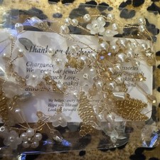 1831 Bridal Hair Accessory Gold Pearl Rhinestones Clip Flower