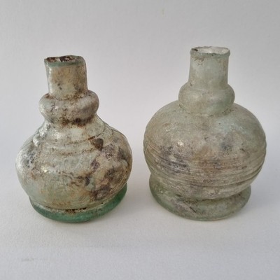 Antique Whale Oil Lamps Glass c1900 Pair Rustic Vintage Decor Display