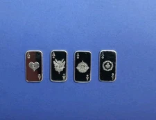 Silver Set Of Four Card Bars .999 Fine One Gram Each