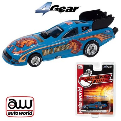 Auto World 4Gear 2022 Ford Mustang GT Wild Horses FC Blue HO Scale - SC421