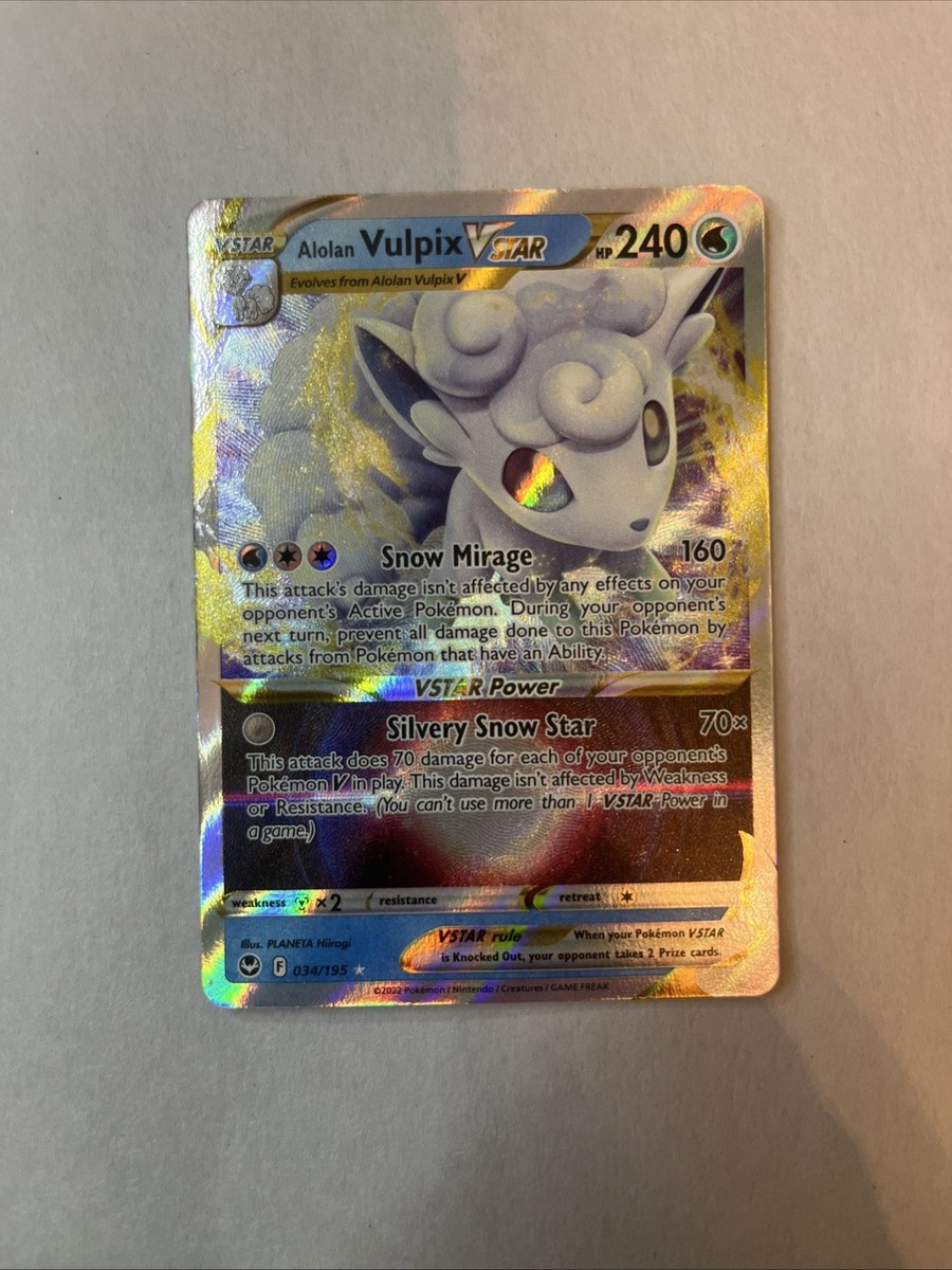 pokemon tcg silver tempest 034 195 alolan vulpix vstar card Alolan Vulpix VSTAR Ultra Rare SWSH12: Silver Tempest 034/195