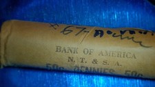 ROLLS R-US SALE-U.S. 1967 no mint mark Bank of America OBW  cent rolls KM#201
