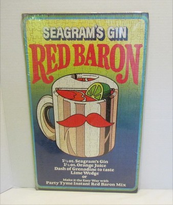 SEAGRAM'S GIN RED BARON VINTAGE ADVERTISING JIGSAW PUZZLE PREMIUM COMPLETE 