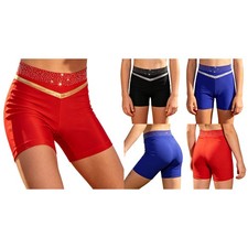 Girls Pants Performance Costume Stretchy Dance Fitness Shorts Bottoms Stage