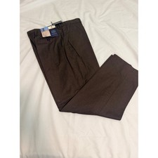Chaps Mens Classic Herringbone Flat Front Dress Pants Brown 40x32 93811R