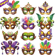 56-Piece Mardi Gras Mask Set: Carnival Party Decorations and Favors