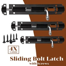 Heavy Duty Latch Sliding Door Lock Large Black Tower Bolt Garden Shed Gate Catch
