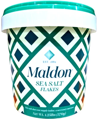 Maldon Kosher Sea Salt Flakes Resealable Tub 20.12 Oz EXP 08/2030
