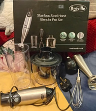 Breville Stainless Steel Hand Blender Pro Set 400W 2 Speed Beaker Whisk Chopper