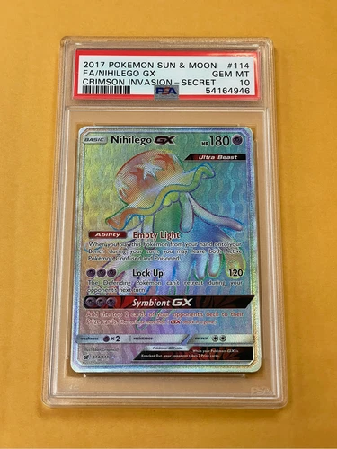 2017 Pokemon SM Crimson Invasion Nihilego GX Secret Rare #114/111 PSA 10