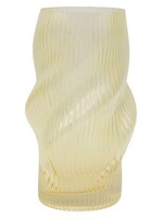 INNA-Glas Dekovase Dolgef, In Wellenform, Rillen, Gelb-Klar, 24,5Cm, Ø14,5Cm