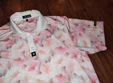 Bad Birdie Men's AOP Floral Print Short Sleeve Performance Golf Polo Shirt M
