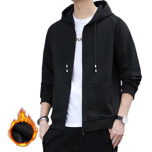 Men Loose Casual Hooded Jacket Windproof Solid Color Comfortable Outerwear - Picture 8 of 20