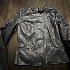 Joujou Jacket Womens Medium Black Faux Leathe...