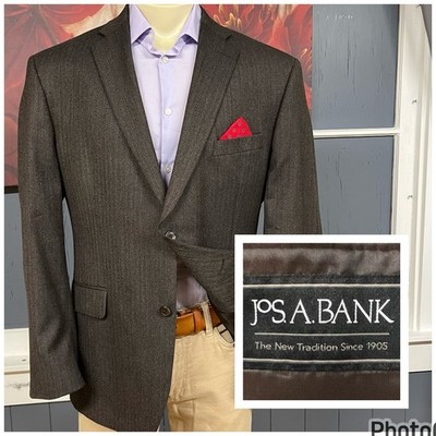 Jos A Bank Soft Tweed Blazer Jacket Sport Coat Mens 46R Tailored Fit Wool Brown