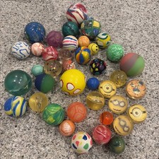 Vintage Bouncy Balls Super Balls Assorted Colors Sizes Swirls Minions Lot of 40