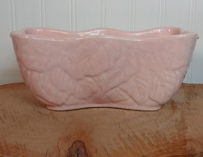 Vintage Imperial F8 USA Pink Leaf Glazed Planter