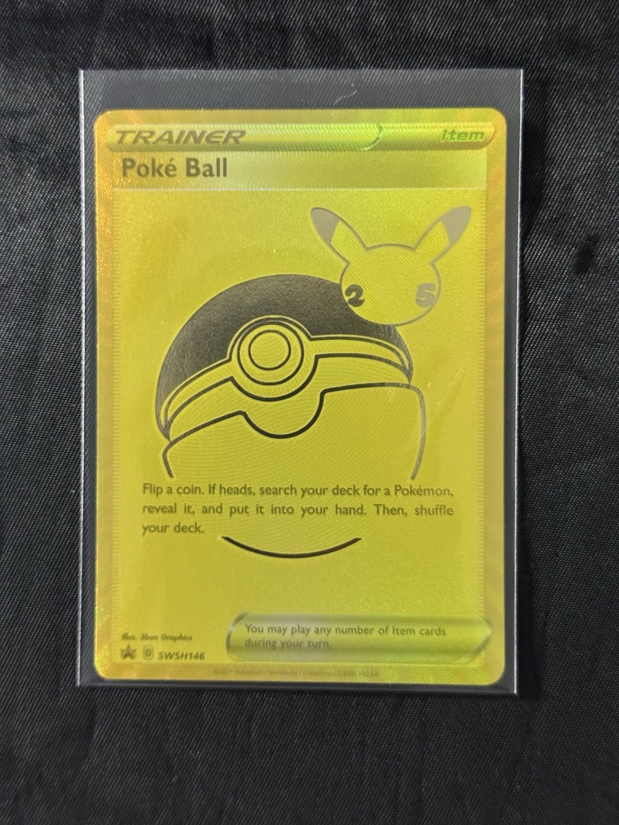Pokemon Card Poke Ball SWSH146 Gold Celebrations UPC Anniversary NM Pokemon Card Poke Ball SWSH146 Gold Celebrations UPC Anniversary NM
