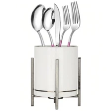 Farmhouse Flatware Holder for Dinner Table, Kitchen Holder for Serving Utensi...