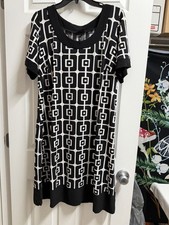 Avenue Ladies Black & White Geometric Print Dress Size 14/16