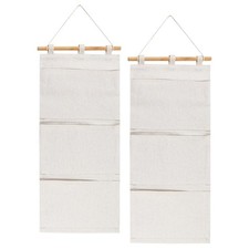 Klmnop 2 Pcs Fish Extender, Cotton Linen Hanging Organizer with 3 Pockets, Ha...