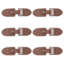 6 Pairs Leather Sew-On Toggles Closures Coconut Brown PU Leather Snap Toggle ...