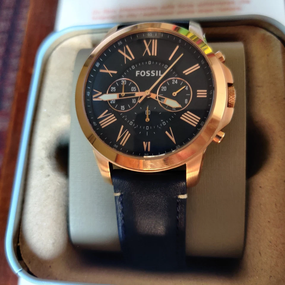 Orologio Fossil FS4835 Con Funzione Di Cronografo Con Quadrante Blu Cinturino Bl - Immagine 2 di 4