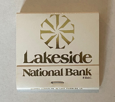  First National Bank, One Lakeside Plaza, Lake Charles, LA - vintage matchbook