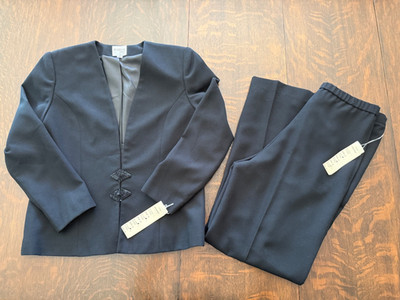 Brownstone Studio New York Women's Navy Pant Suit Vintage USA Size 12 NWT
