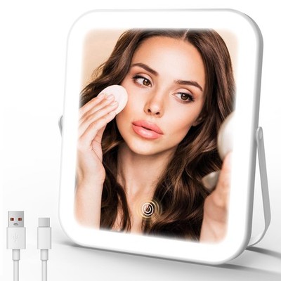 Travel Makeup Mirror Lights UltraThin 8x10 Inch Rechargeable LED Dimmable