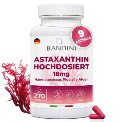 Bandini® Astaxanthin 270 Kapseln 18mg - Hochdosiert – 9 Monatsvorrat - Vegan