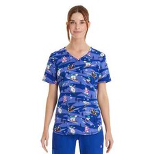 Scrubstar Women's Winter Chillin V-Neck Scrub Top, Blue Size S/CH