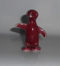 VINTAGE Homer Laughlin Company Harlequin Maroon Penguin Figurine