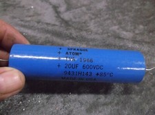Sprague 20uf x 600vdc capacitors 1994 NOS