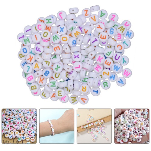 Perles Alphabet 400 Pièces - Lettres A à Z Colorées, Pour DIY Collier, Bracelet, Pendentif, Taille ~12.5x9mm - 14