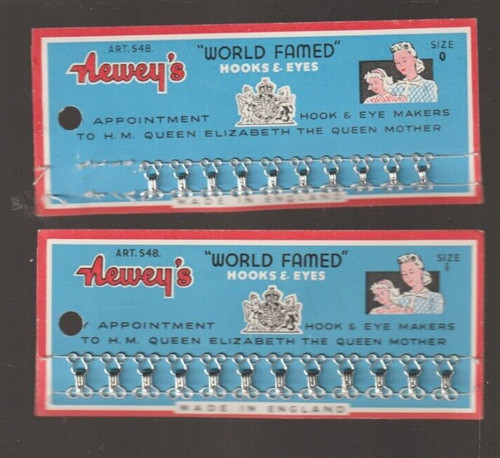 Newey's World Famed Hooks & Eyes Size 0 & 1 Silver Hooks Made in England