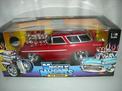 1955 Chevy Nomad Wagon in Gloss Red. new in box 1:18 scale  Musc. Mach.