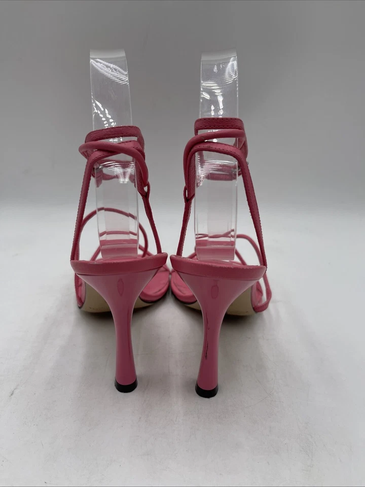 Bottega Veneta Pink Leather Open Toe Ankle Strap High Heel Sandals Size 38.5 - Image 4 of 4