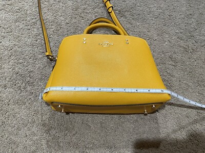 Coach MINI LILLIE CARRYALL Purse In Mustard Yellow Crossgrain
