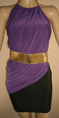 NEW LADIES BLACK/PURPLE LIPSY HALTERNECK STYLE STRETCH DRESS SIZE 8