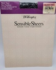 Worthington Sensible Sheers Control Top Pantihose Queen Tall Off Black NEW