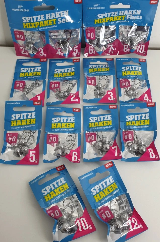 Lieblingsköder Spitze Haken Gr. 0 1g 2g 3g 4g 5g 6g 8g 10g 12g Mixpaket Fluß See