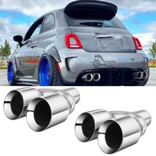 Dual 2.5" ID to 3.5"OD Quad Exhaust Tips Stainless Steel For Fiat Abarth 595 500
