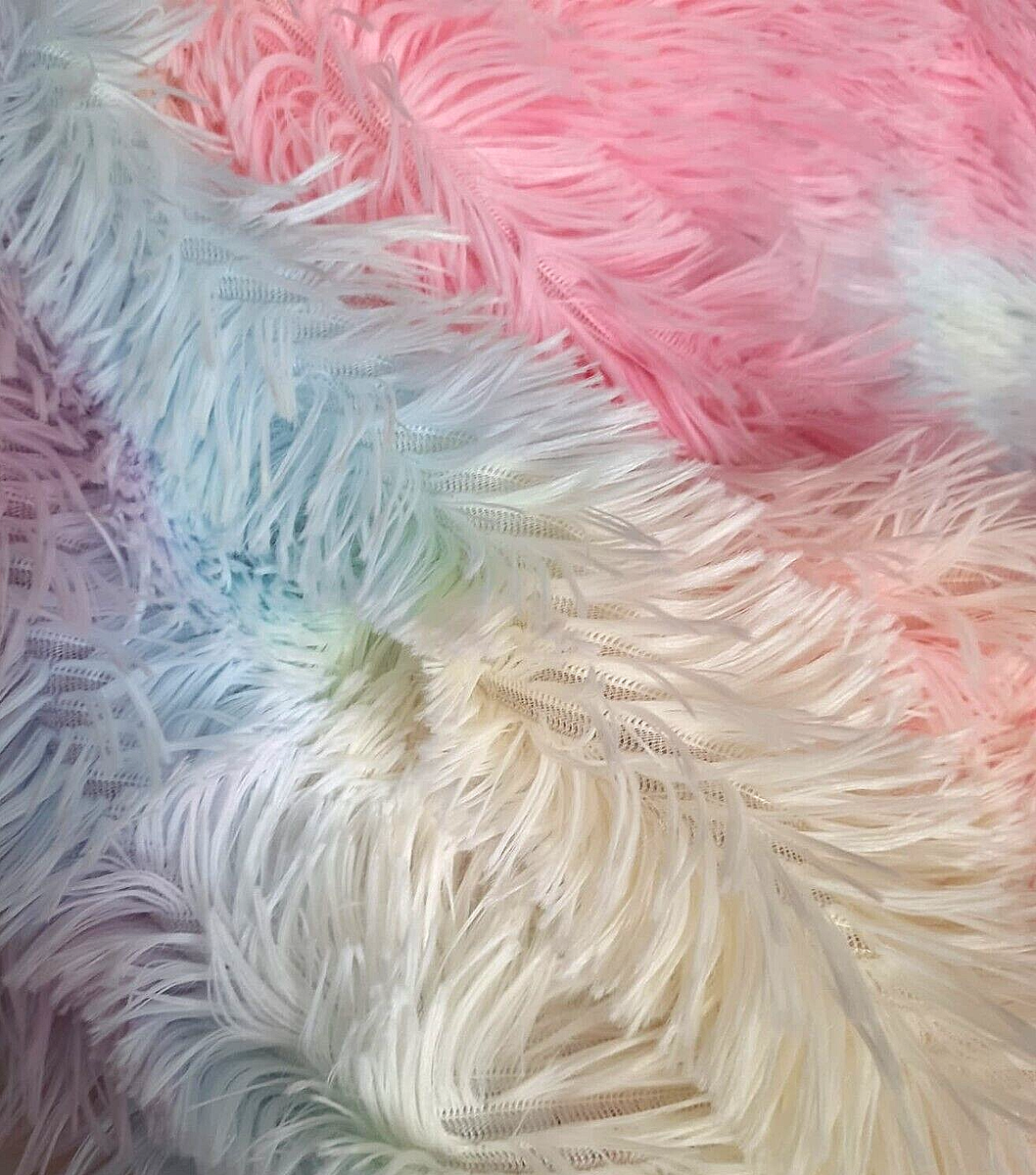 Langhaar Plüsch Stoff bunt Regenbogen Pastell Teddy Batik